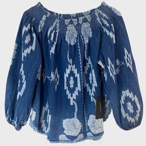 One Teaspoon Denim St. Lucia Sugar Top Women's Medium Aztec Off-The-Shoulder New